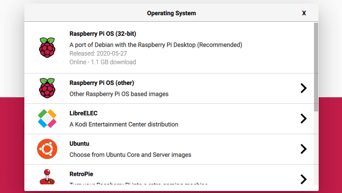 Instalador Raspberry Pi Imager selecione SO